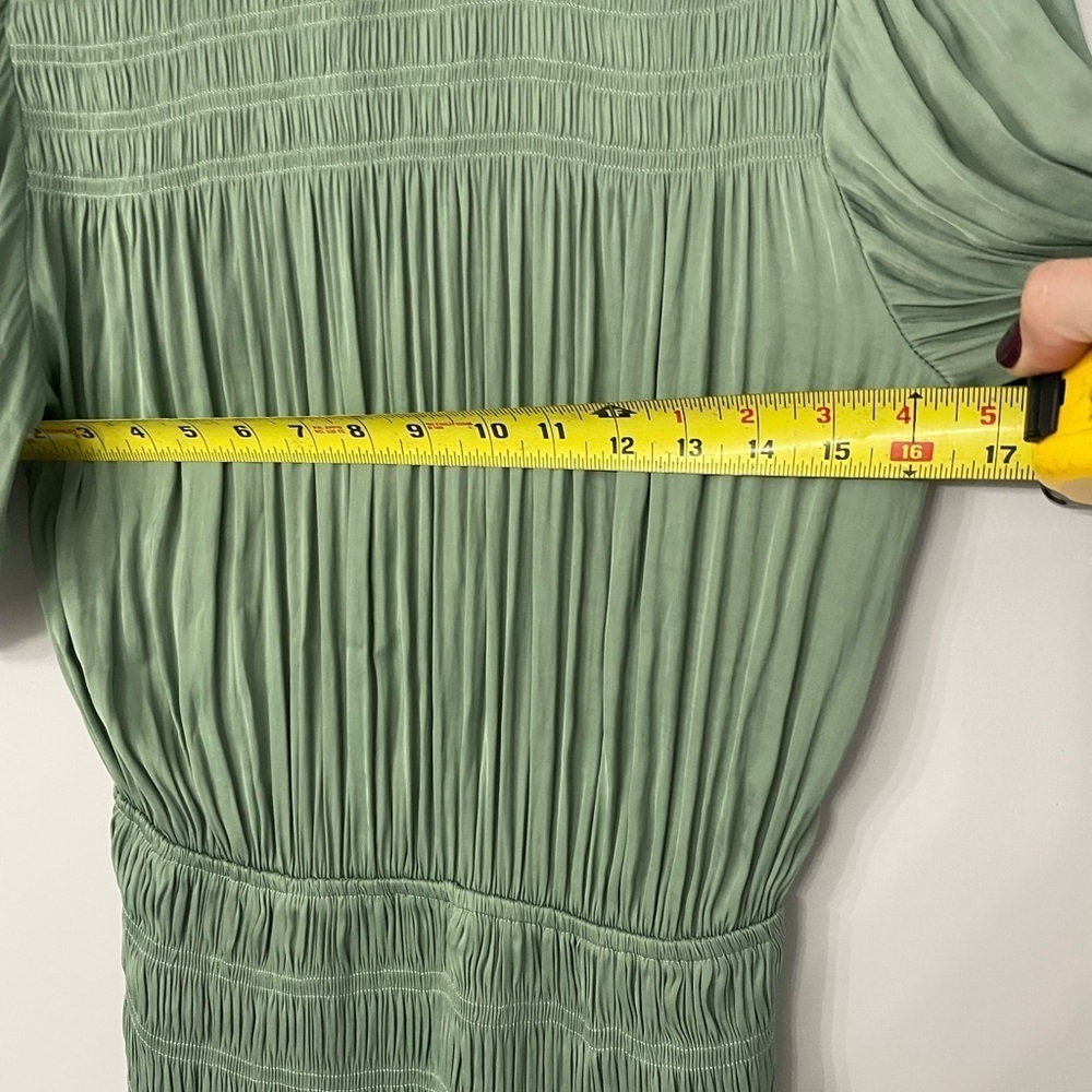 Current Air Anthropologie, XS, sage green peasant top smock waist mini dress - Picture 7 of 9